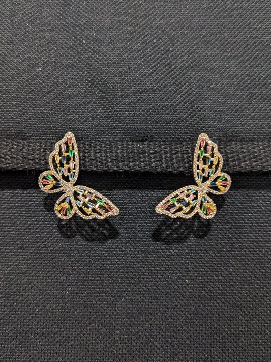 Large Butterfly design CZ Stud Earrings