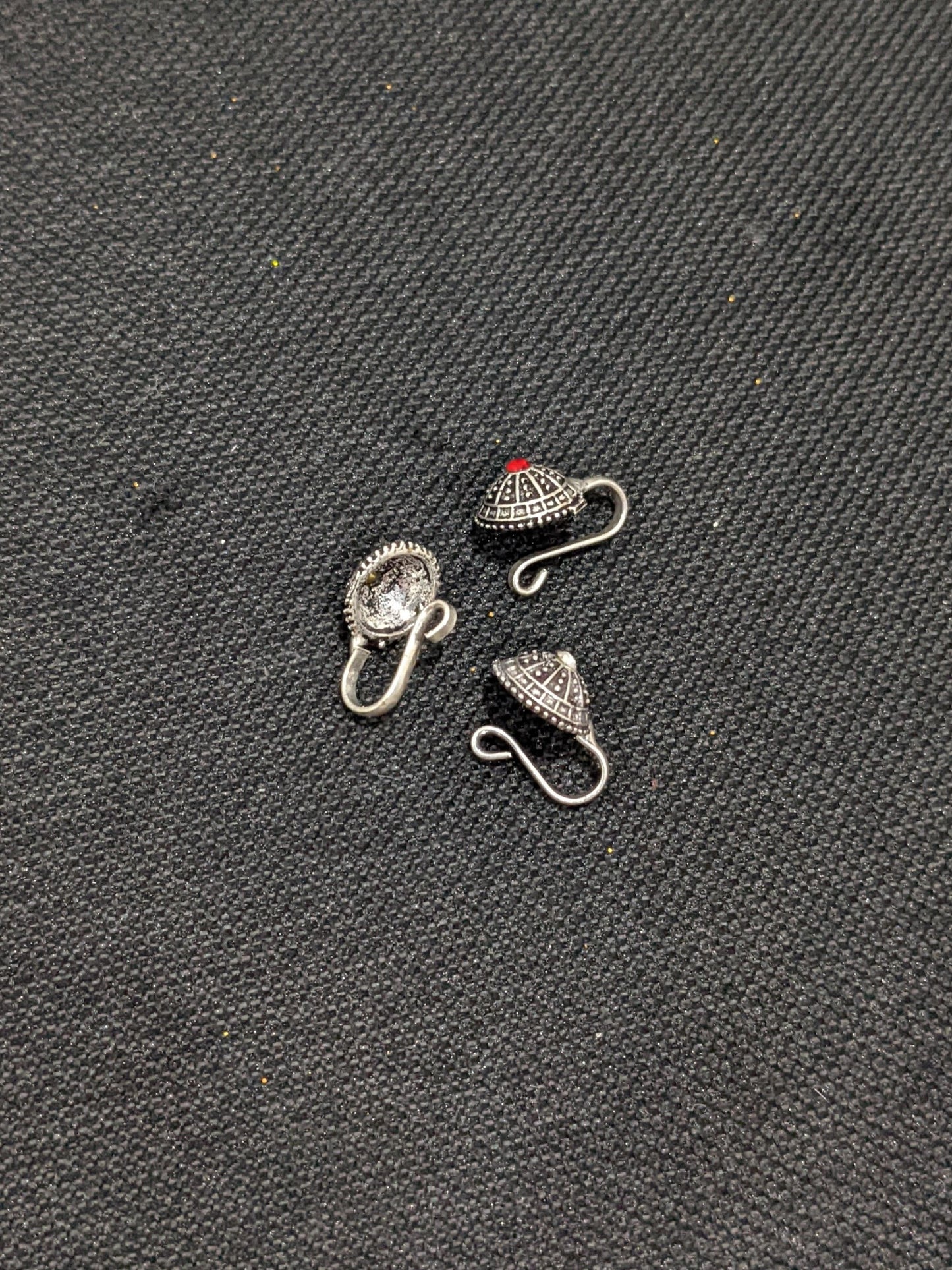 Oxidized Silver Small clip on nose pin - Different designs