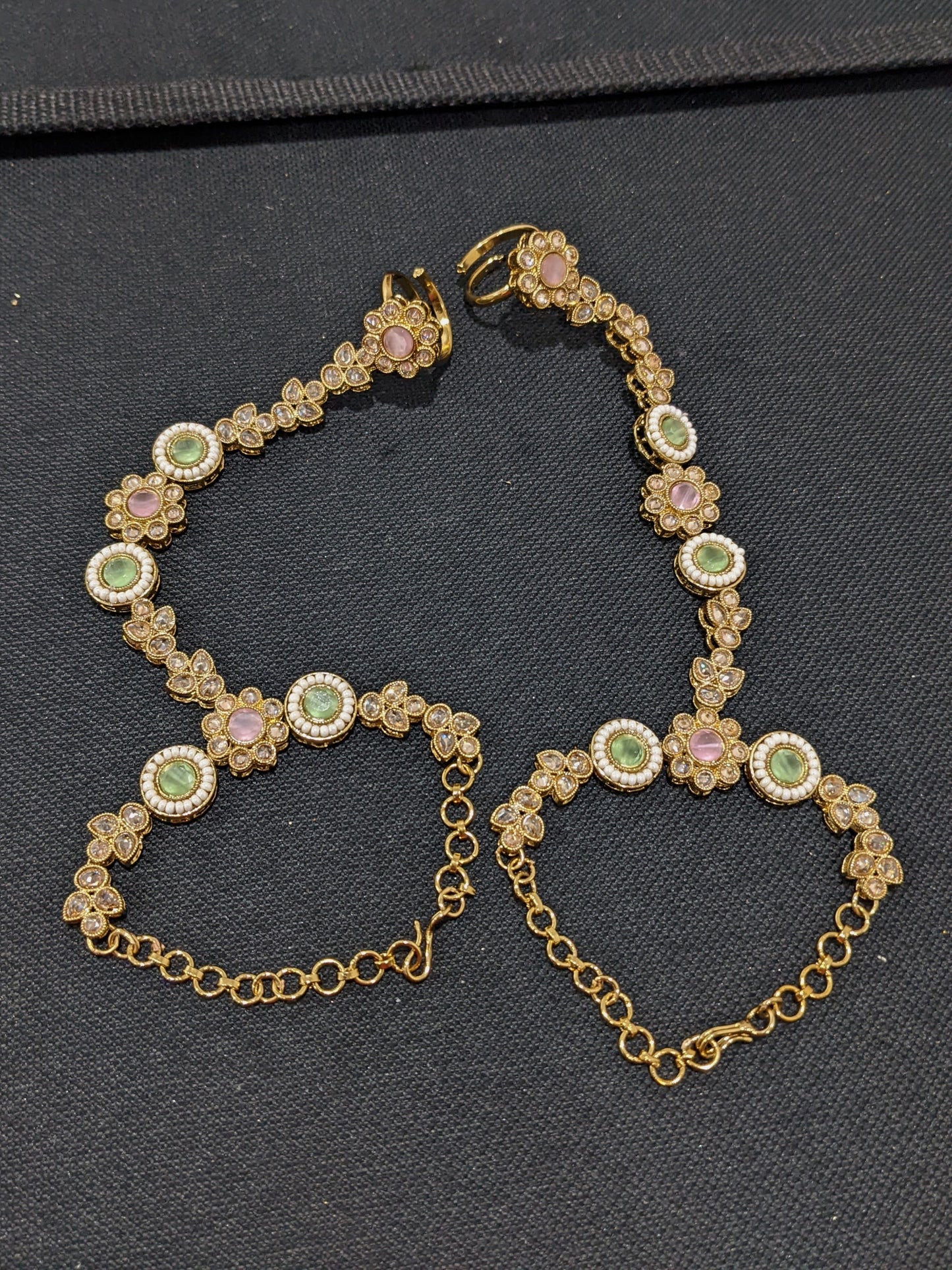 Polki Haath Phool / Bracelet Ring Combo / Ring Chain Bracelet / Indian Wedding Jewelry - design 5