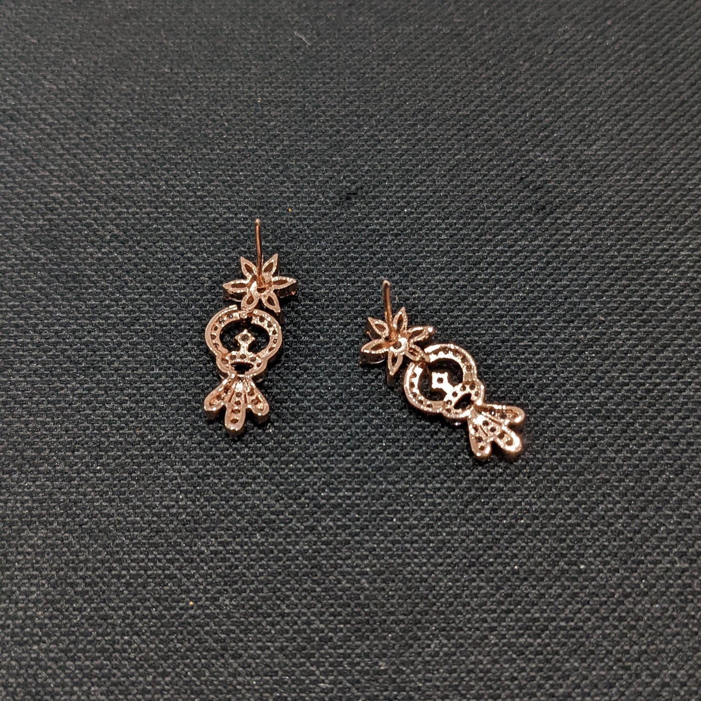 Flower design Rose gold plated CZ Earrings