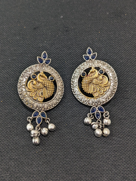 Peacock design Dual Tone German Silver Earrings