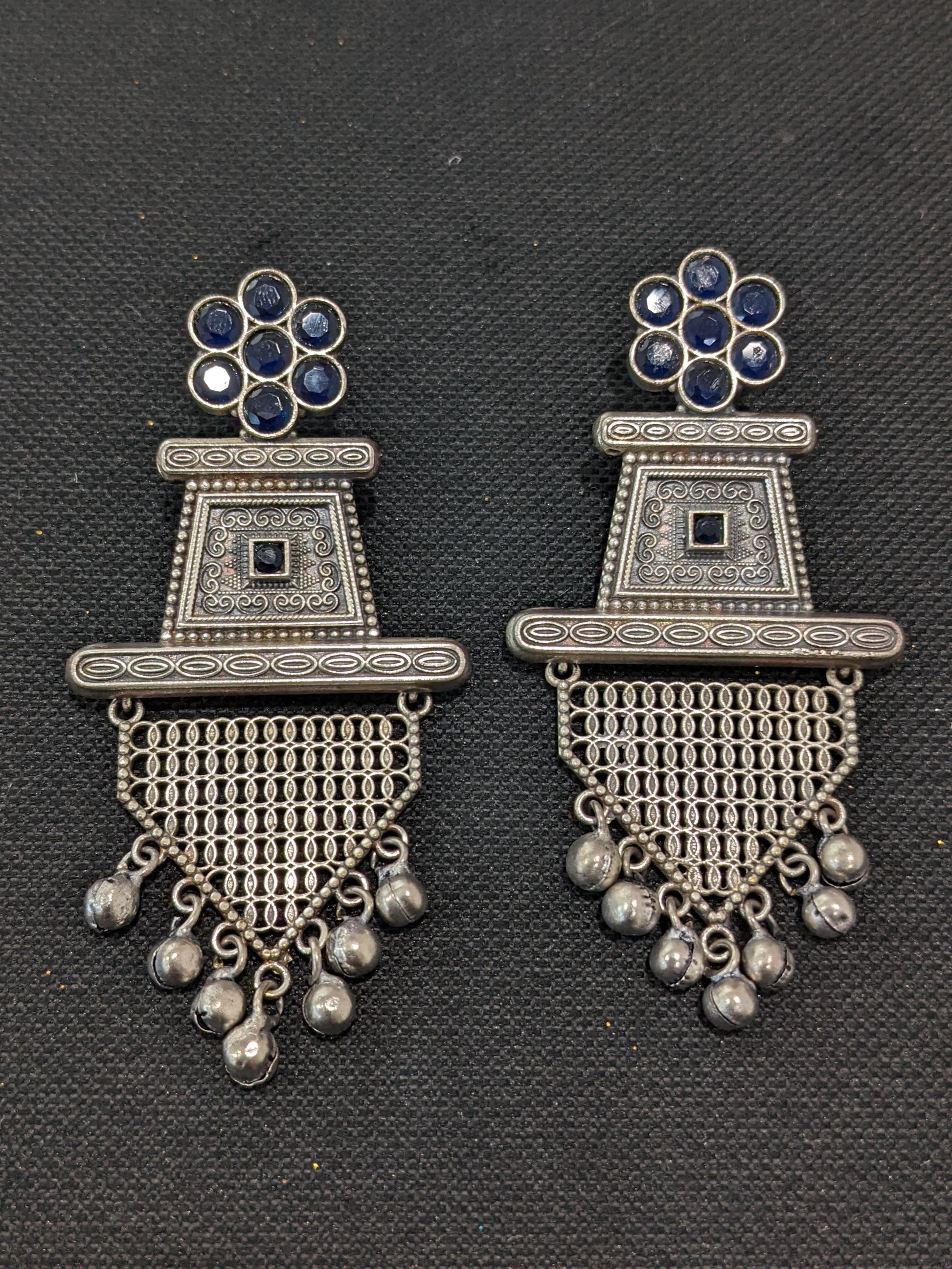Geometric shape German silver Designer Earrings - Simpliful