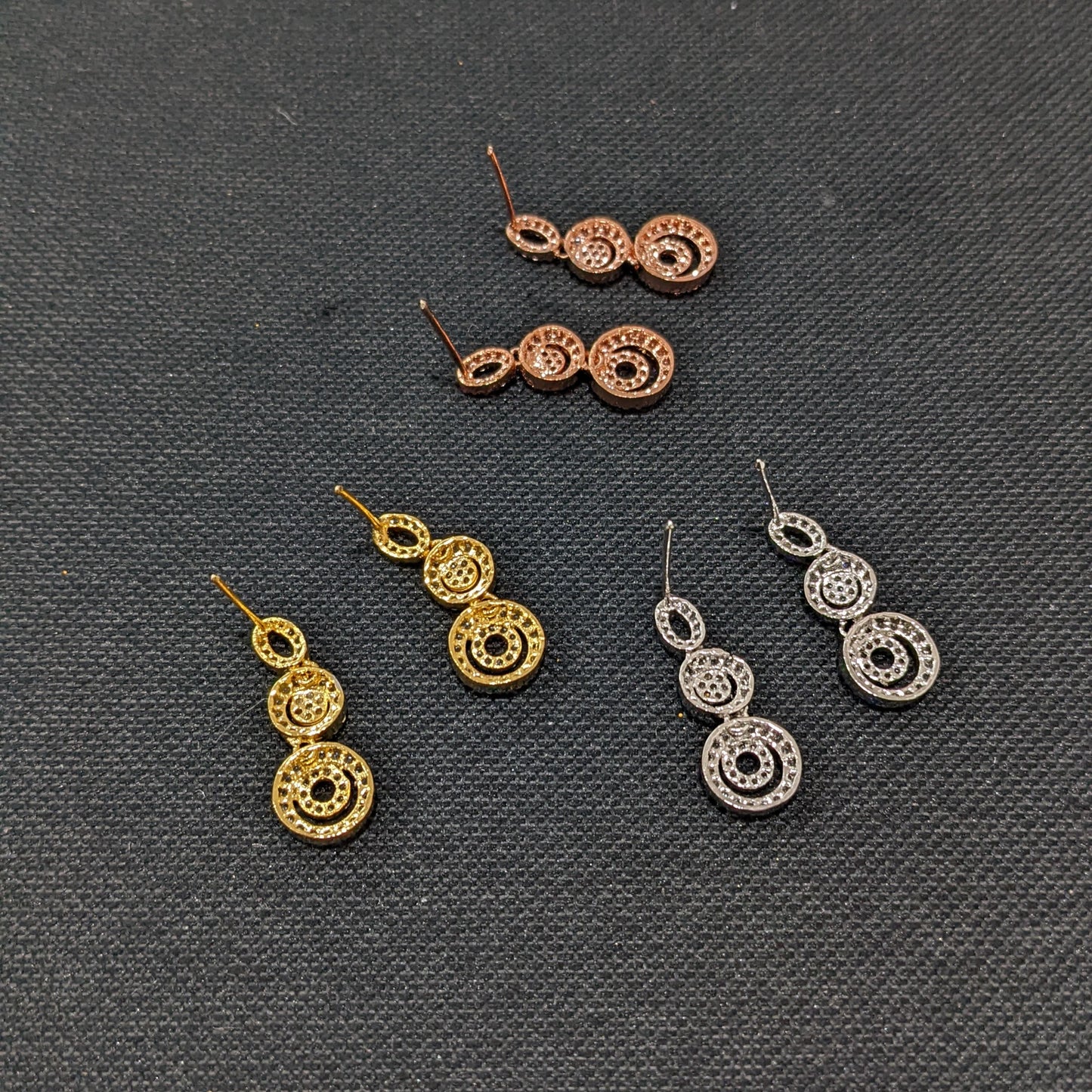 Dual circle linked CZ Dangle Earrings