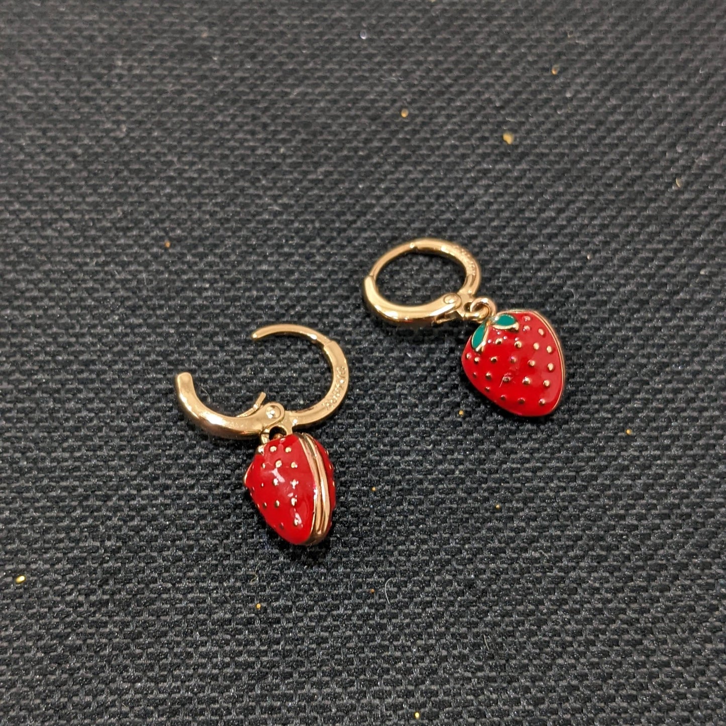Strawberry design Enamel ring style drop earrings