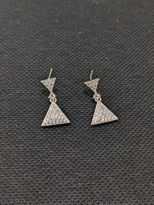 Triangle design CZ Earrings