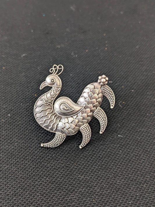 German silver large  Peacock adjustable Finger ring