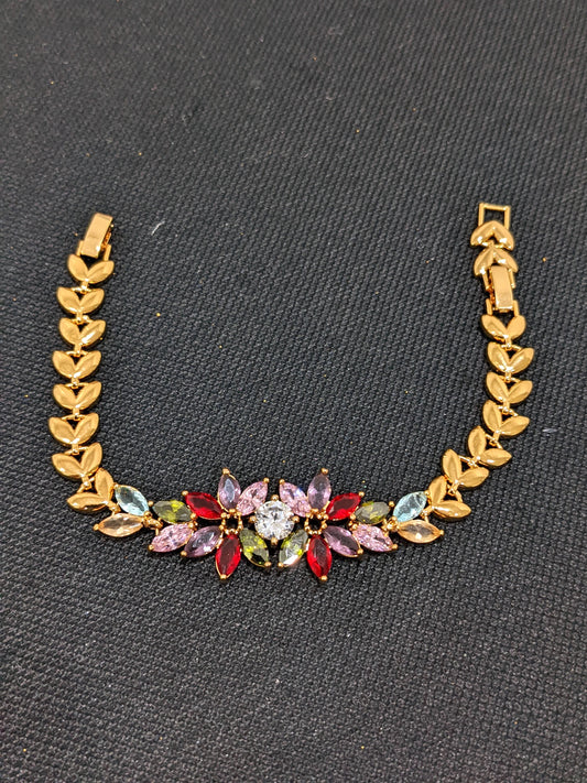 Multi color CZ stone Flower design Bracelet