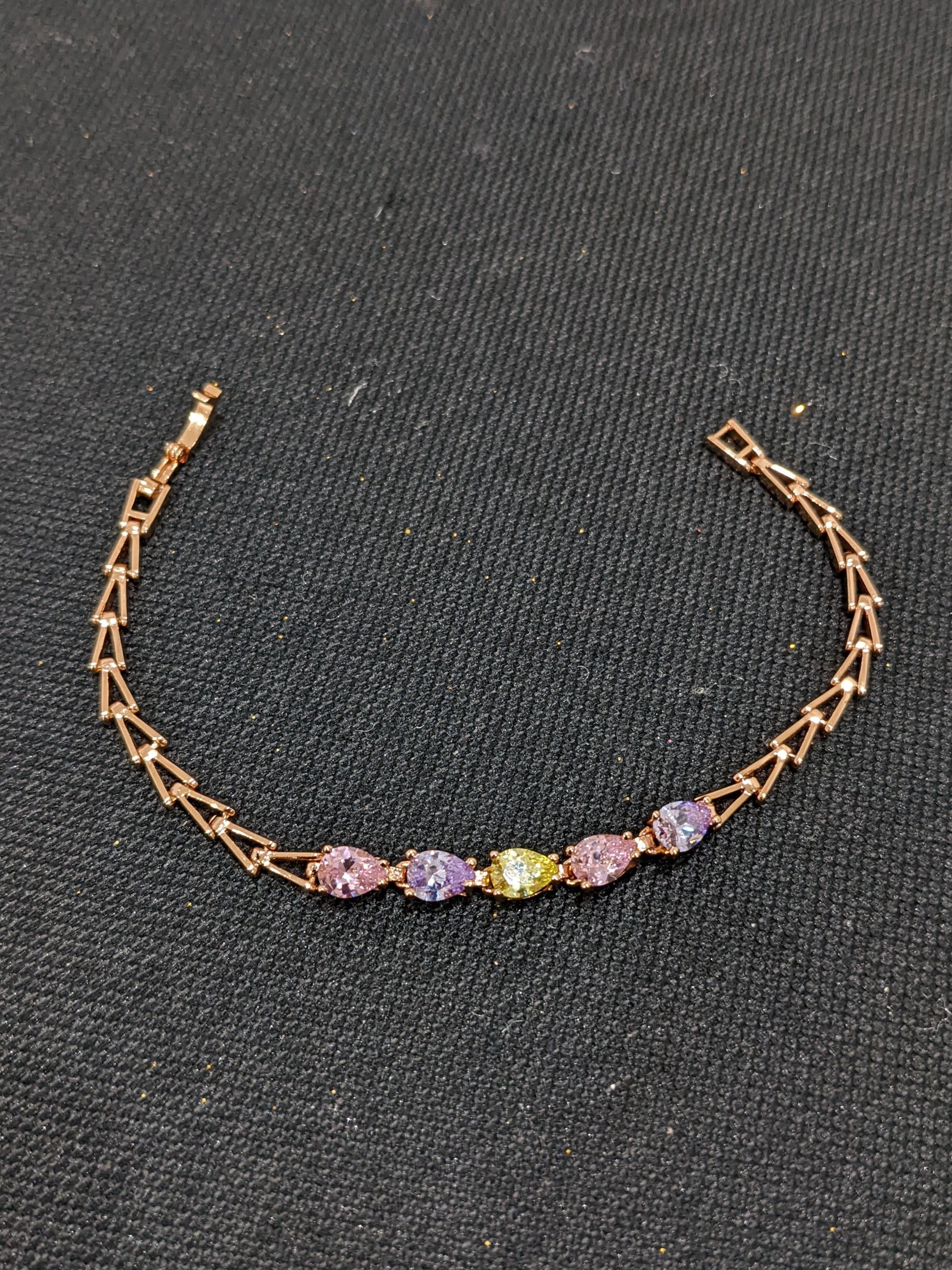 Rose gold finish multi color stone Bracelet - Simpliful