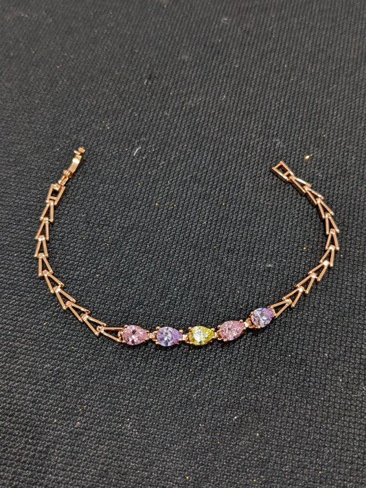 Rose gold finish multi color stone Bracelet - Simpliful