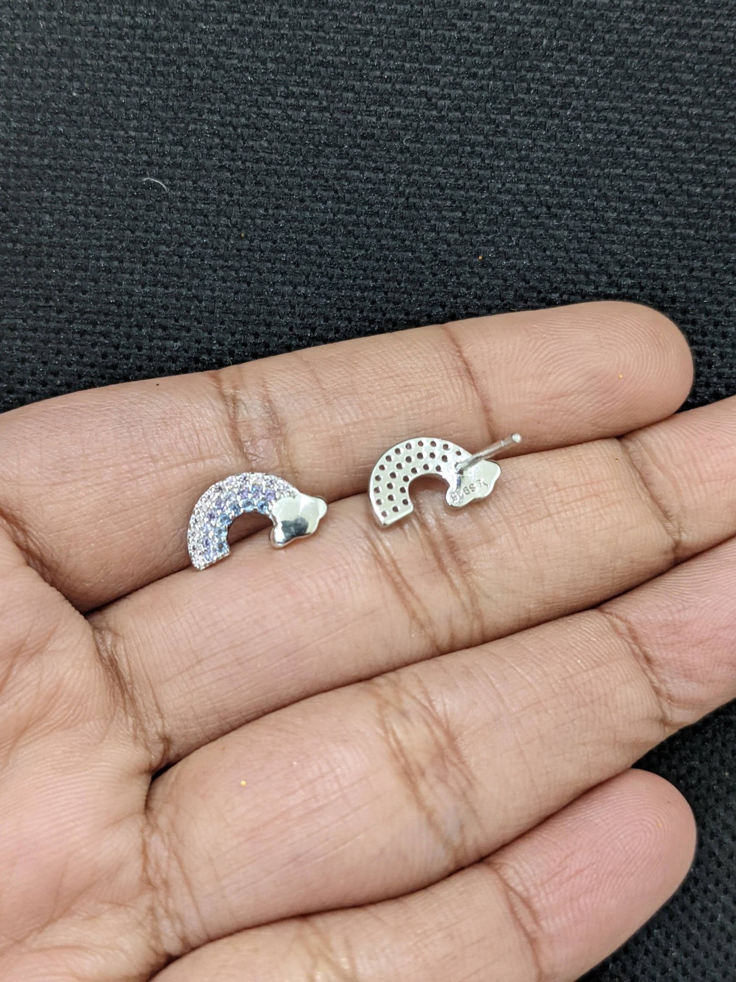 Rainbow Cloud design Sterling silver Small Earrings
