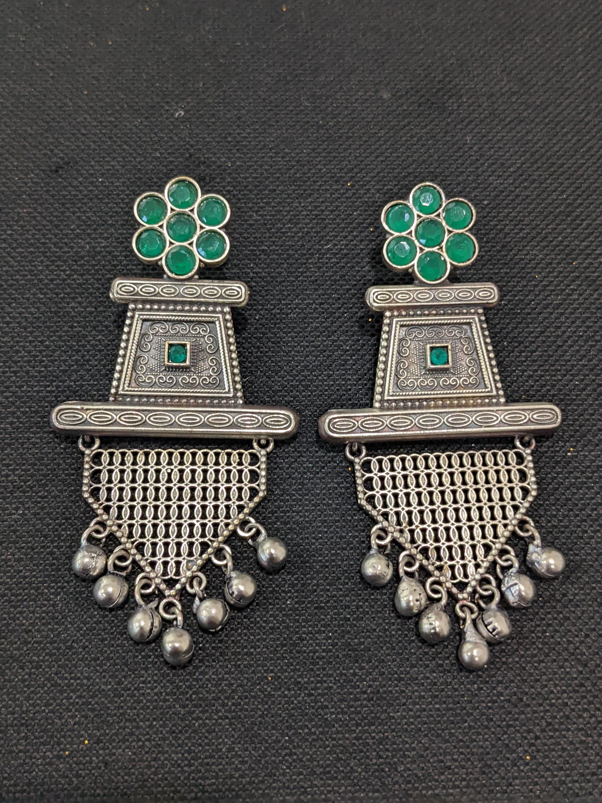 Geometric shape German silver Designer Earrings - Simpliful