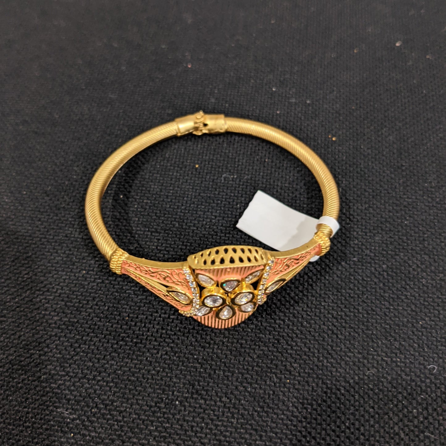 Rhombus design uncut kundan stone openable bracelet