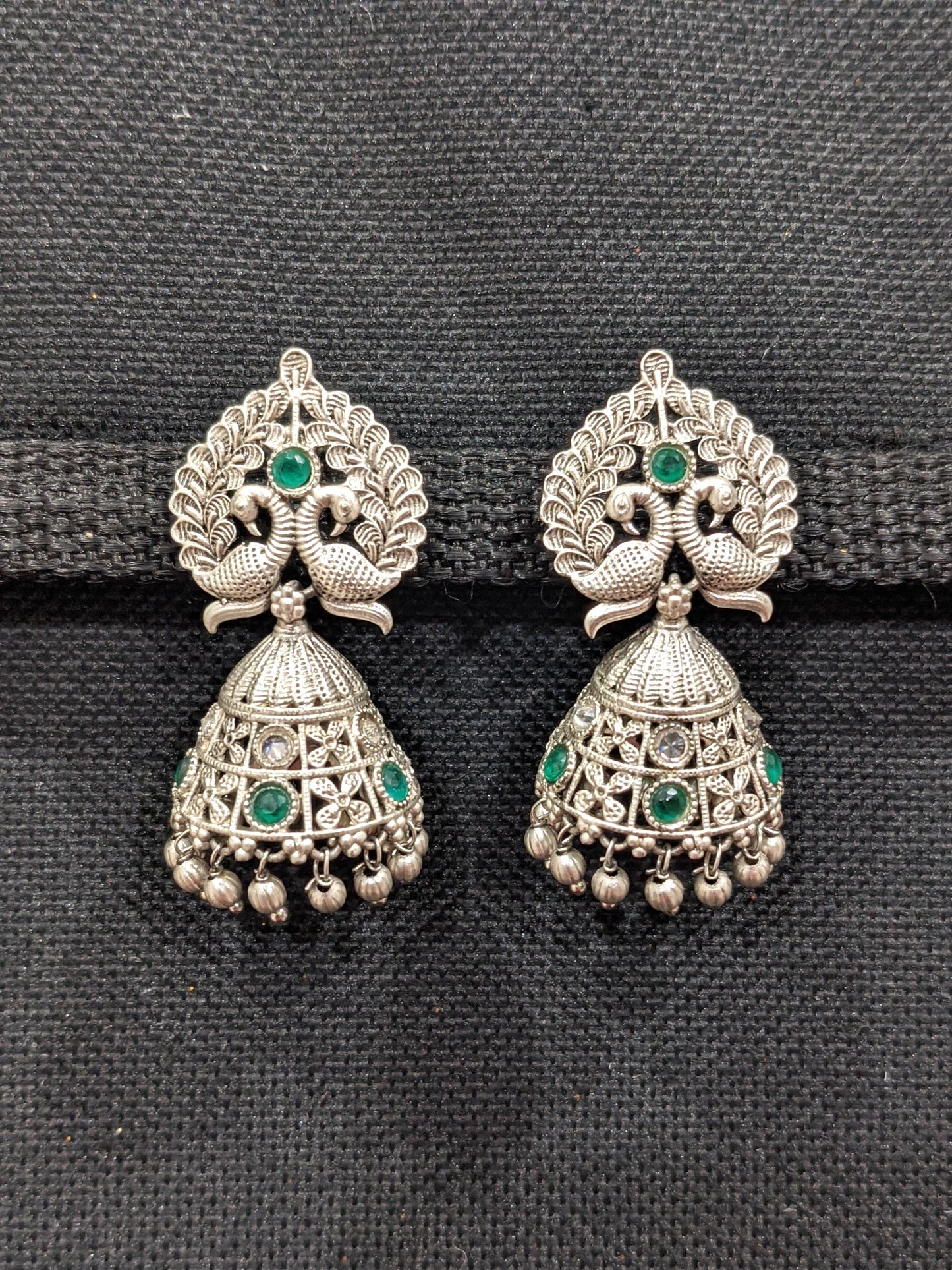 Dual peacock Cone jhumka earrings