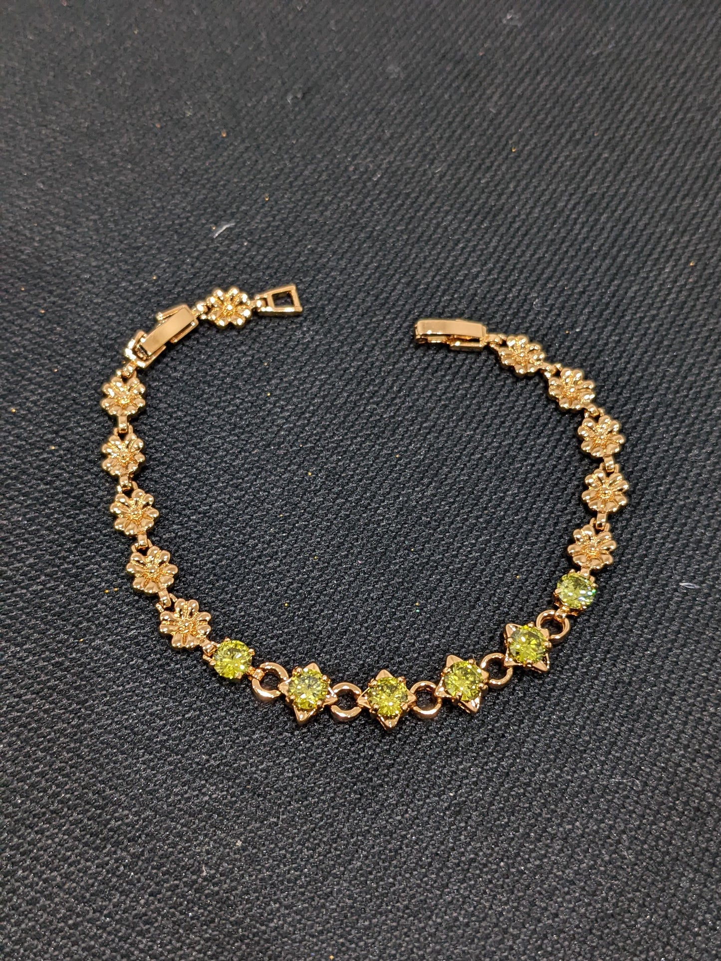 Light Green color CZ stone Gold plated Bracelet