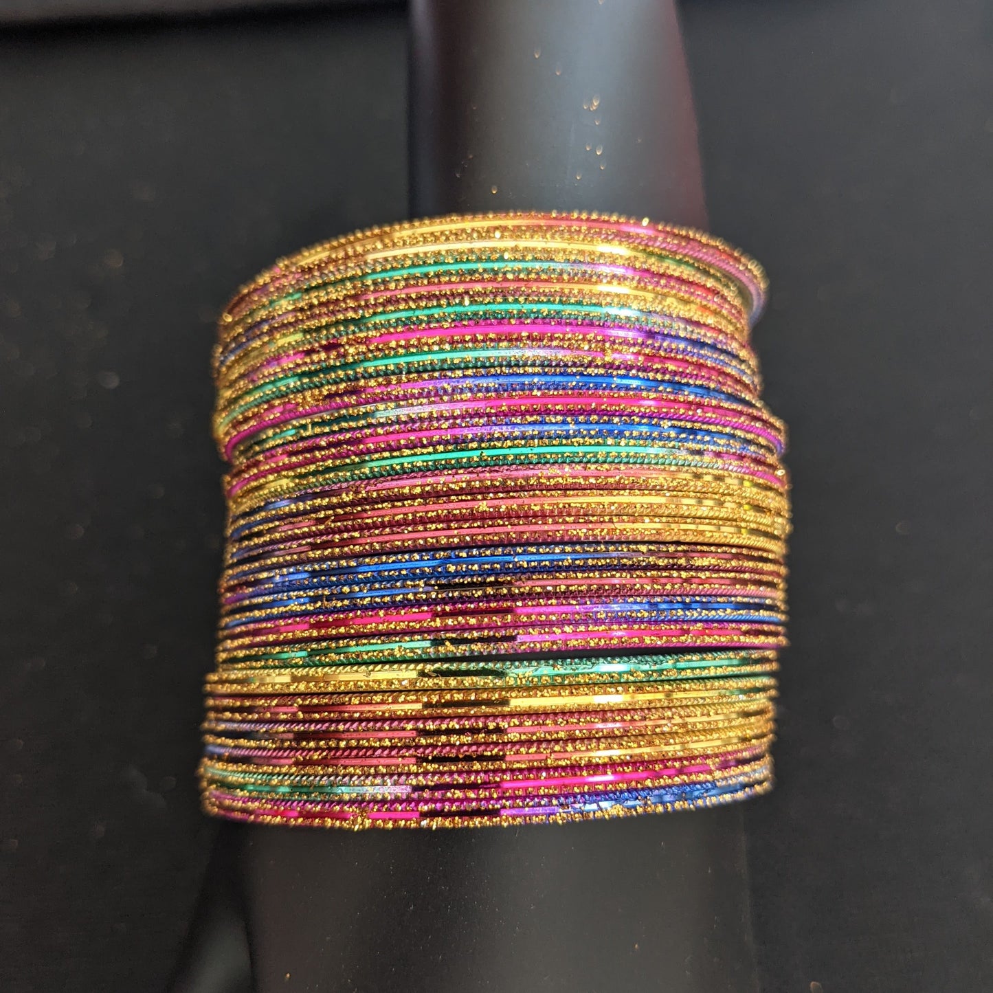 Multicolor Thin Metal Bangles - 2 dozens