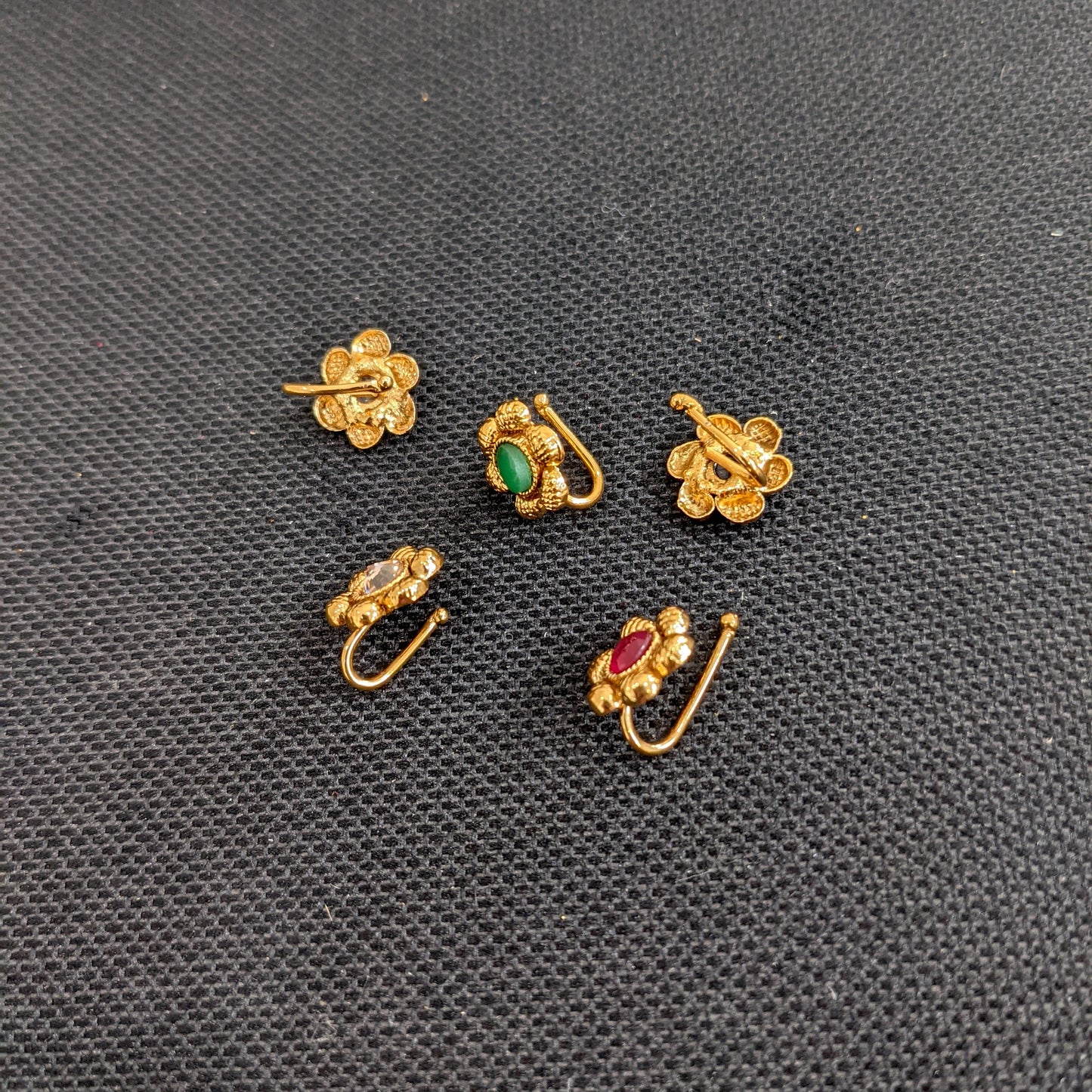 Gold imitation Traditional Clip on Nose pin - Design 1