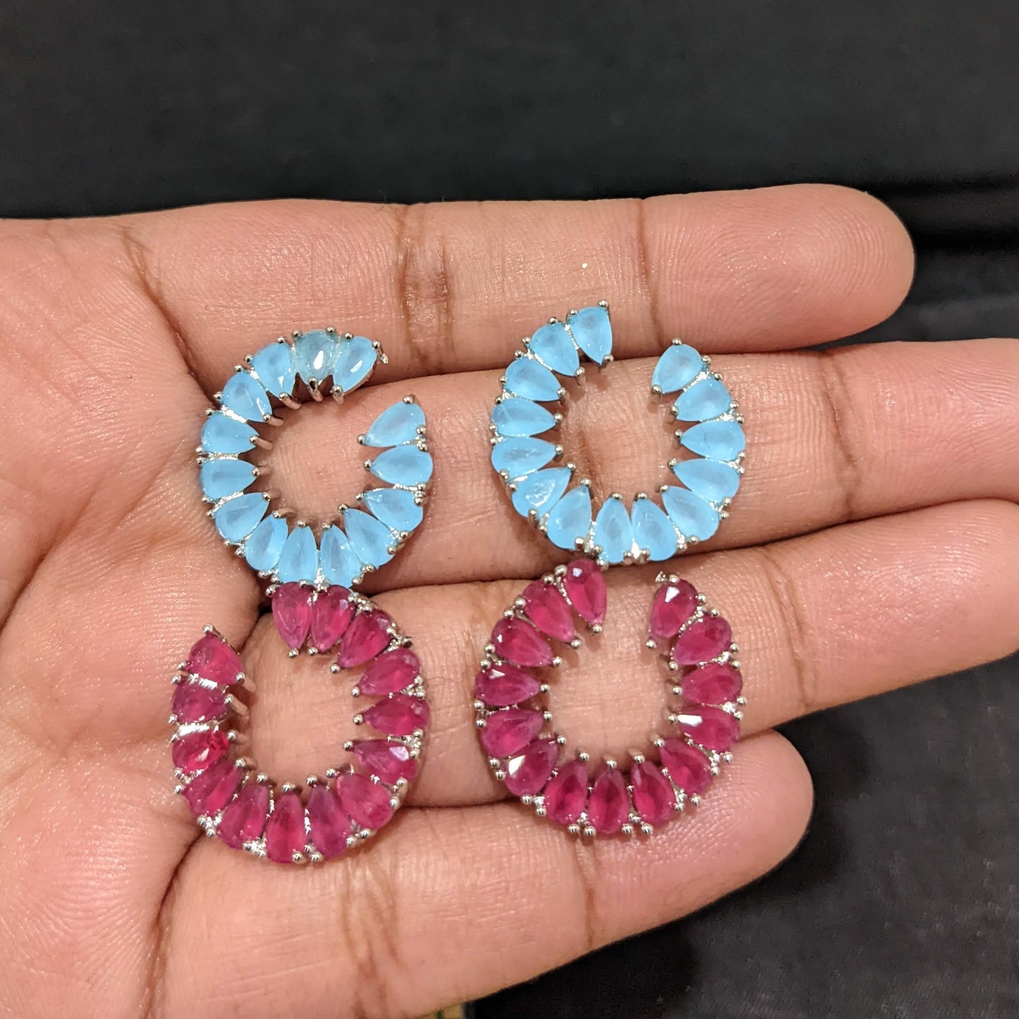 Cut Circle Design CZ Stud Earrings