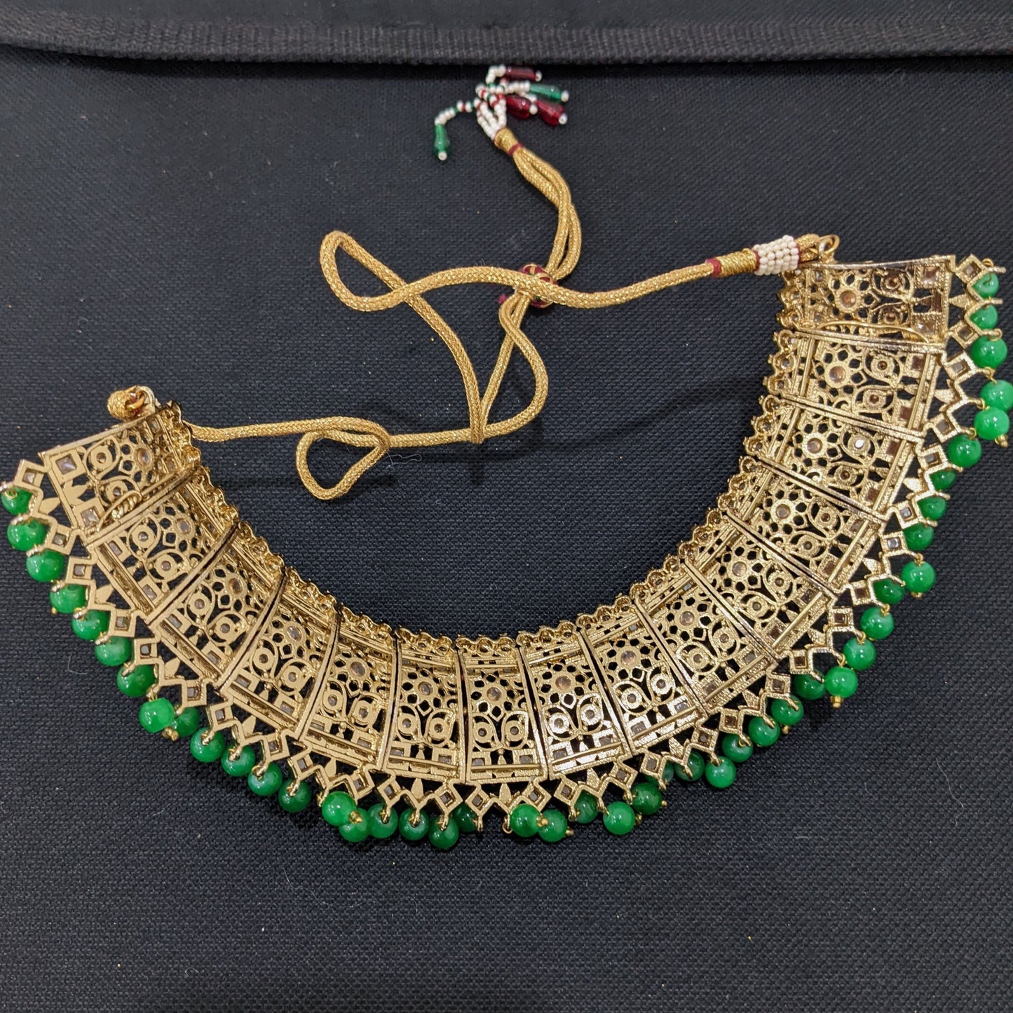 Mehandi gold Broad Choker Necklace Combo set