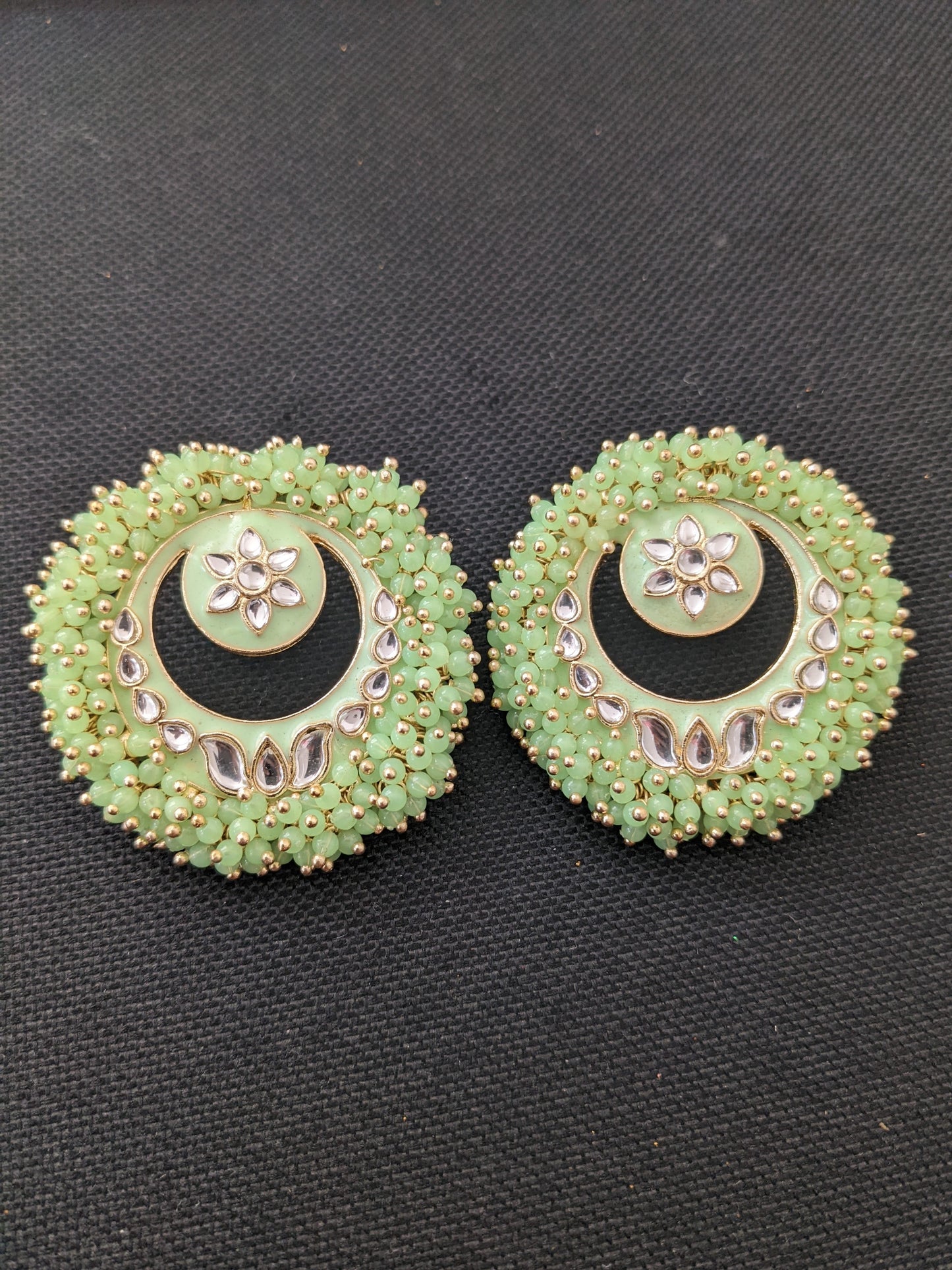 XXL size cluster bead surrounded Enamel Stud Earrings