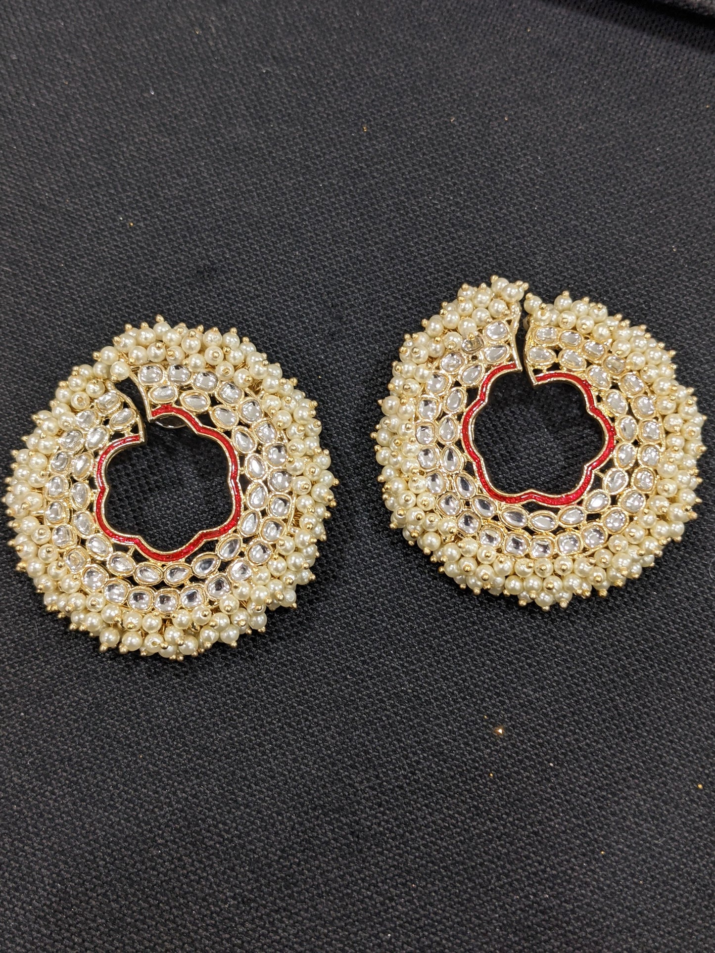 Pearl cluster surrounded XL Size Stud Earrings
