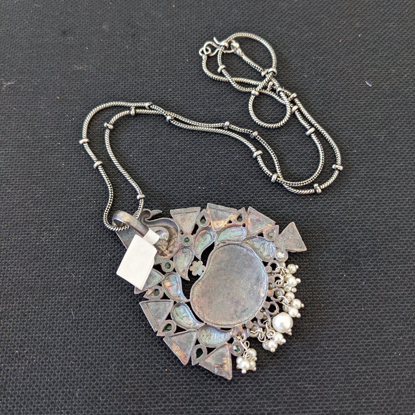 German silver CZ stone Peacock Pendant Chain Necklace