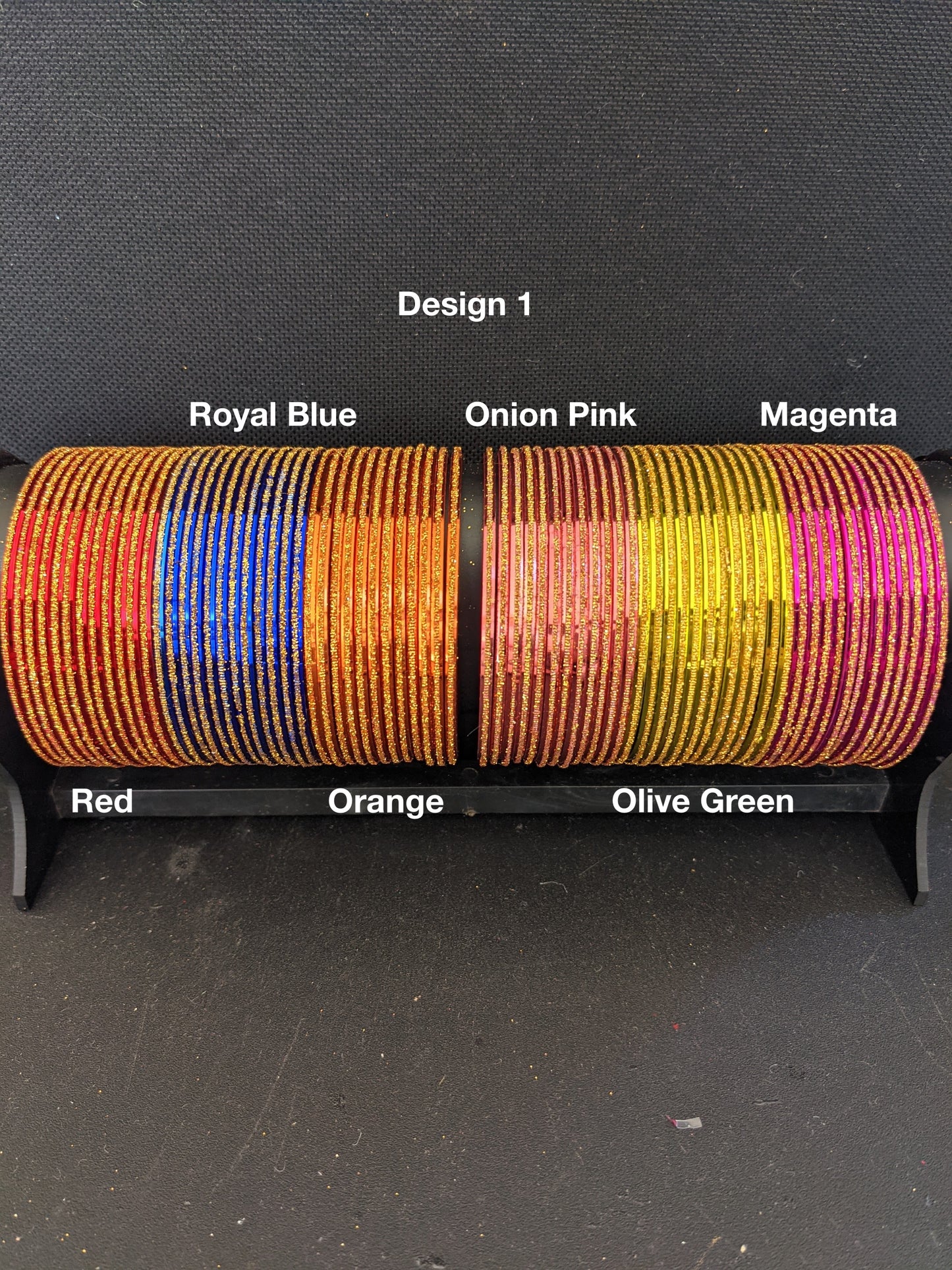 Design 1 / Big size bangles  / Colorful Thin Metal Bangles - 1 dozen - 2x10 2x12