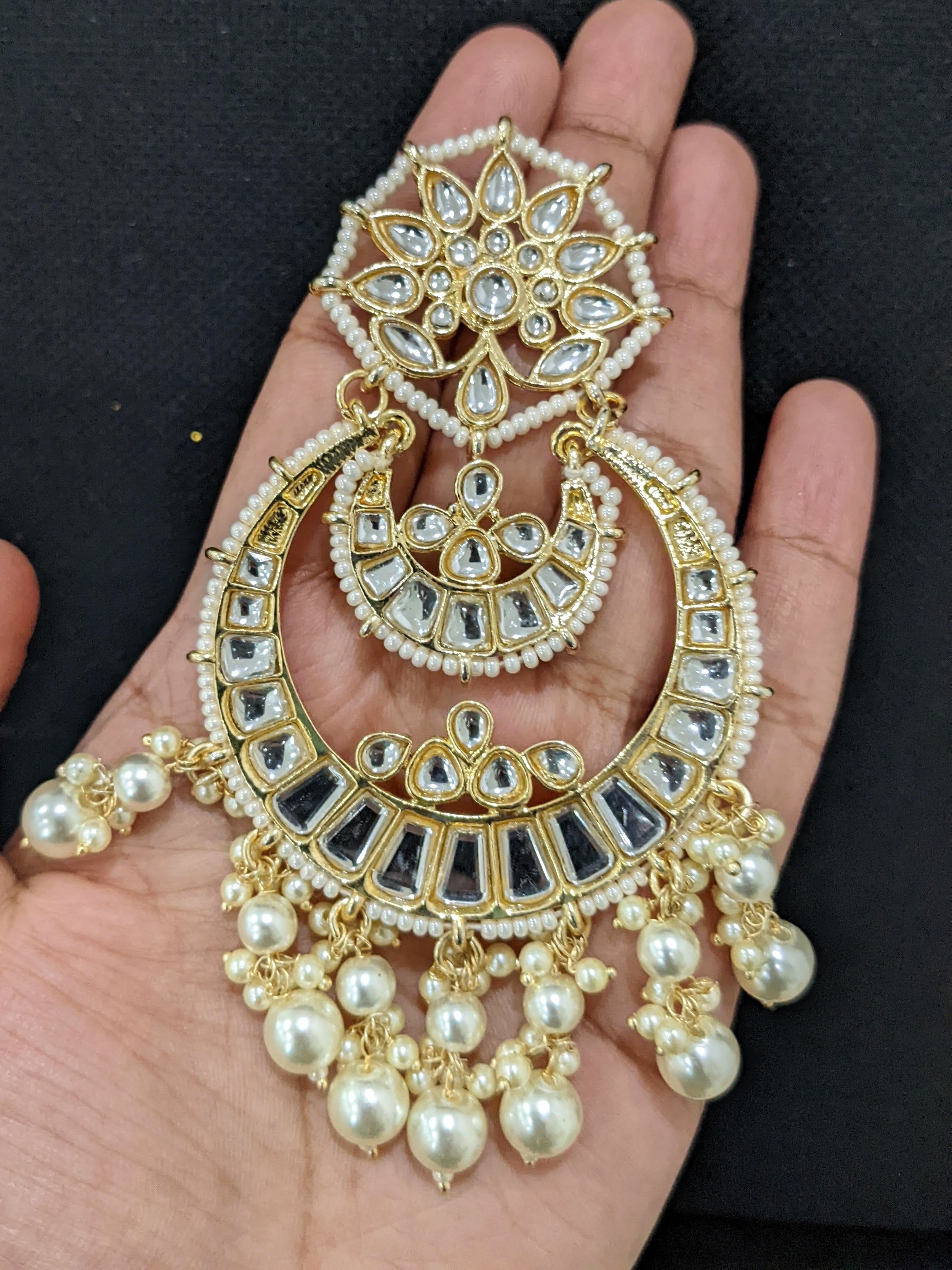 Buy The Opal Factory Metal Gold Plated Kundan Chandbali Earrings and Maang  Tikka Jewellery Set for Women Online at Best Prices in India - JioMart.