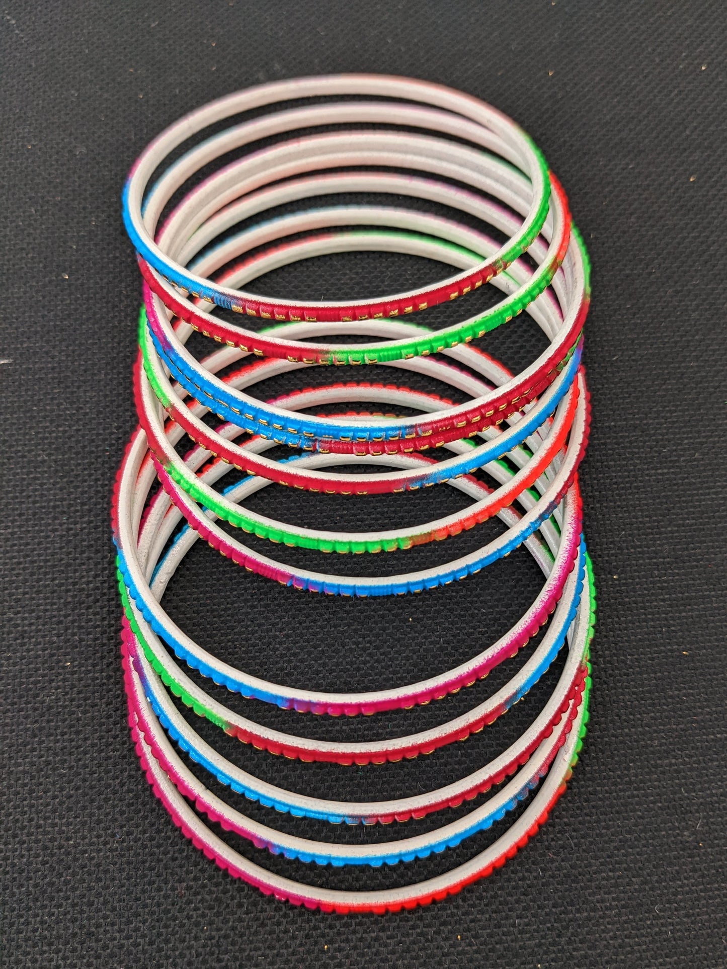 Multicolor Thin Metal Bangles - 1 dozen