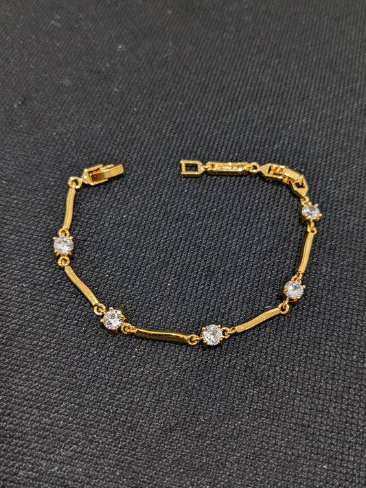 Round white Cz stone gold finish Bracelet - Simpliful