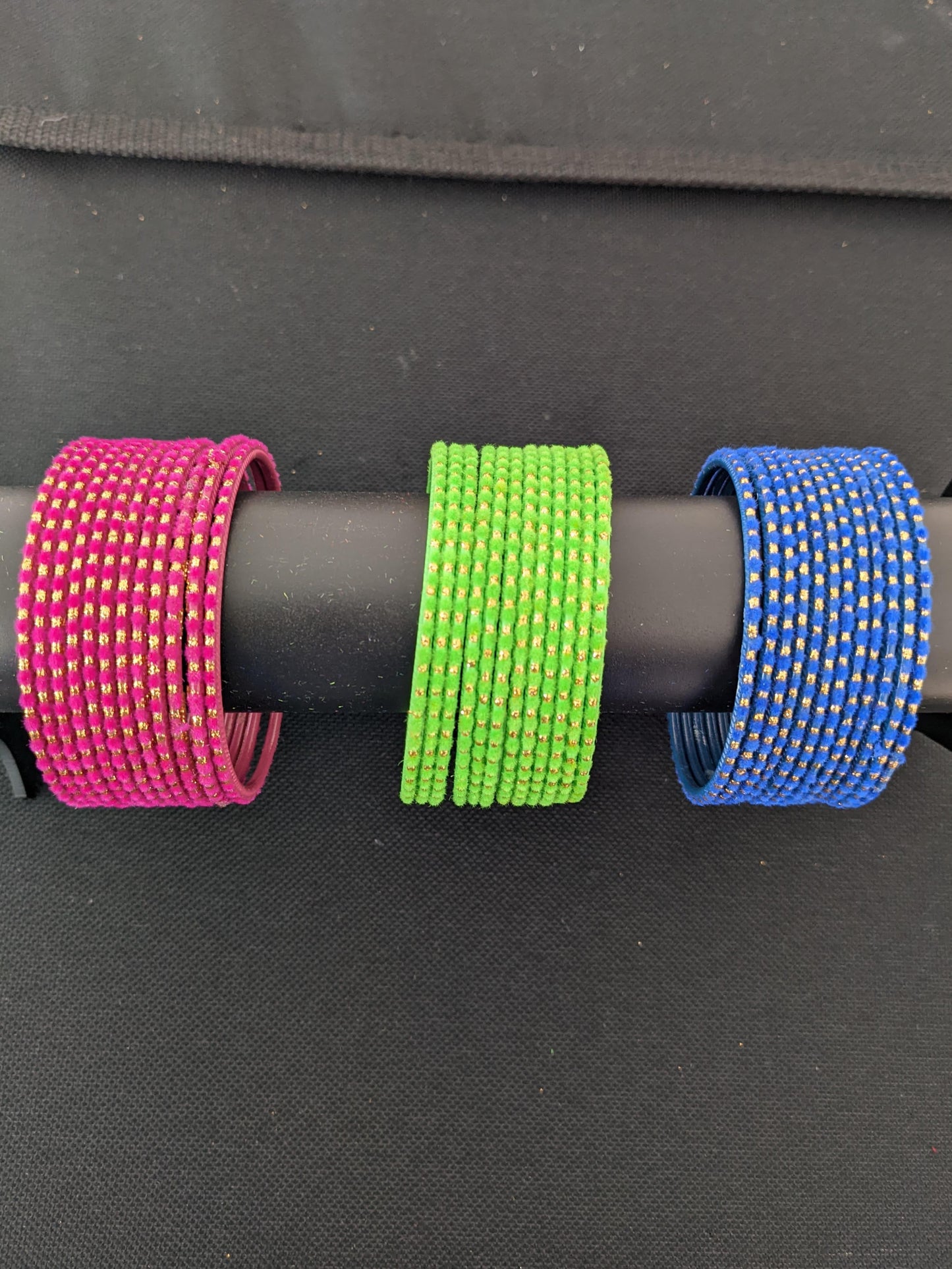 Colorful Thin Metal Bangles - 1 dozen - Velvet bangles