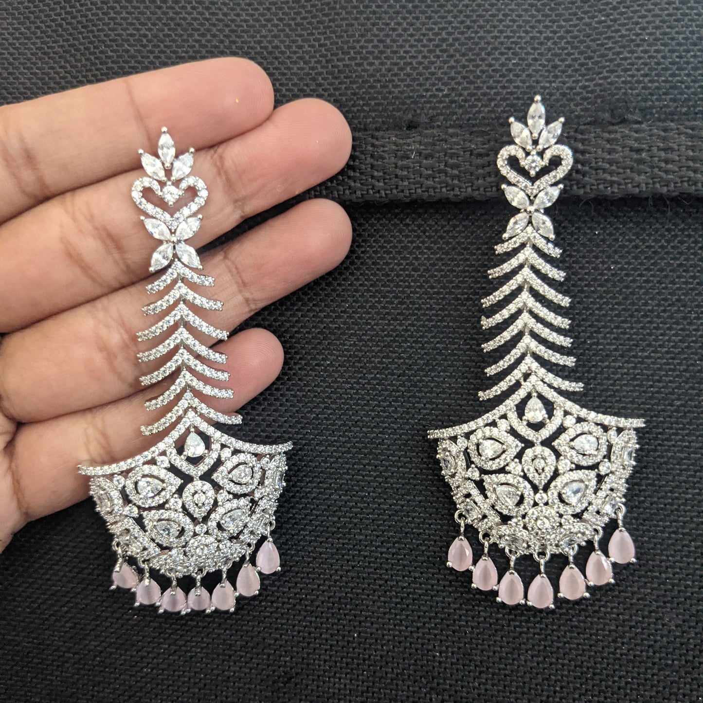 Luxury CZ stone Designer Long earrings