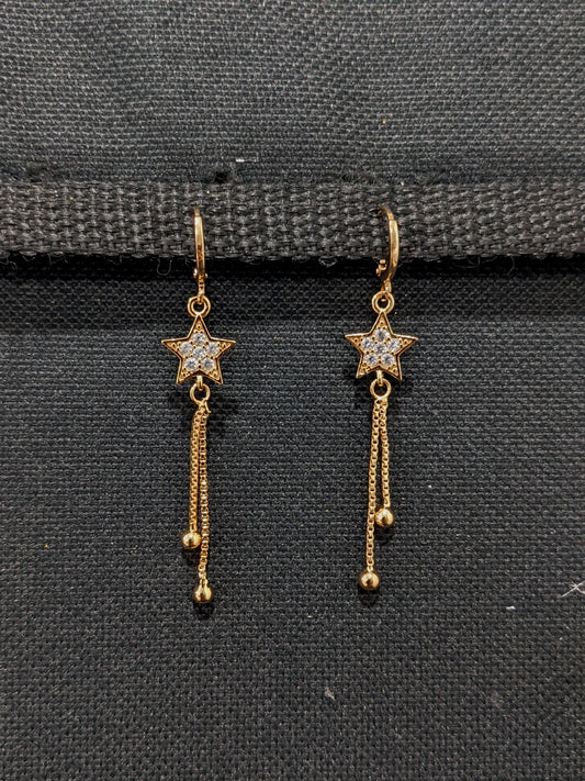 Star design ring style dangle CZ earrings