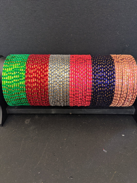 Design 4 / Big size bangles  / Colorful Thin Metal Bangles - 1 dozen - 2x10 2x12