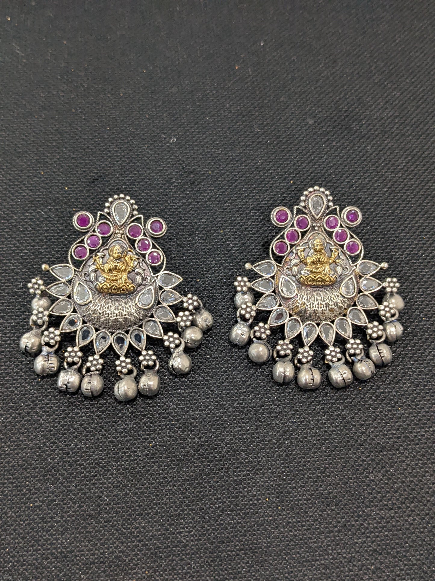 Goddess Lakshmi design Dual Tone German Silver Earrings