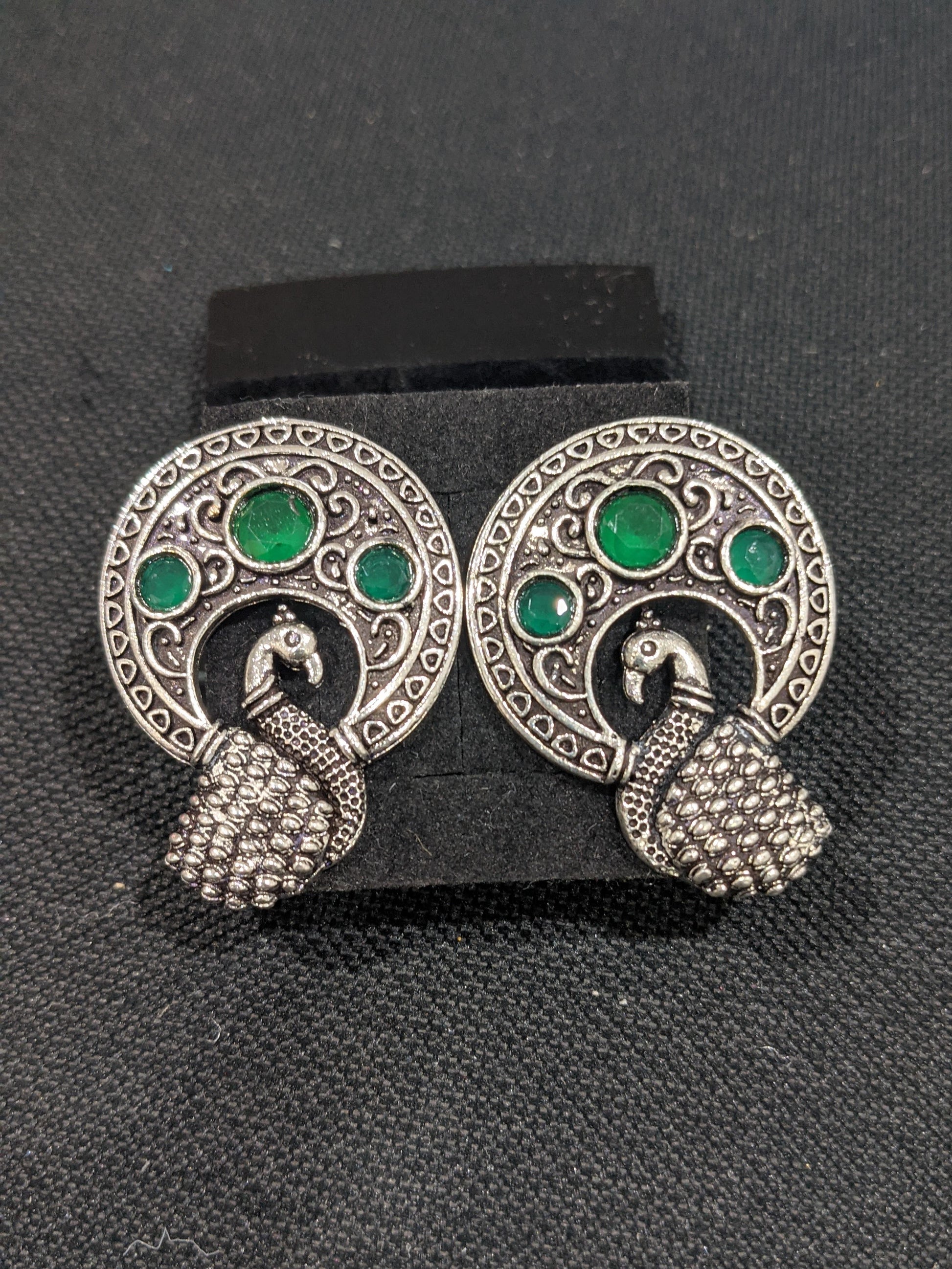Oxidized Peacock large stud earrings - Simpliful