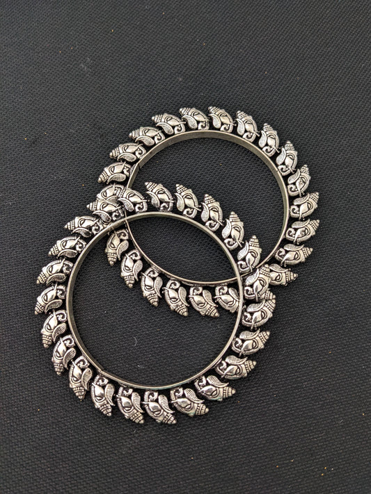 Oxidized silver pair bangles - Ganesh ji design