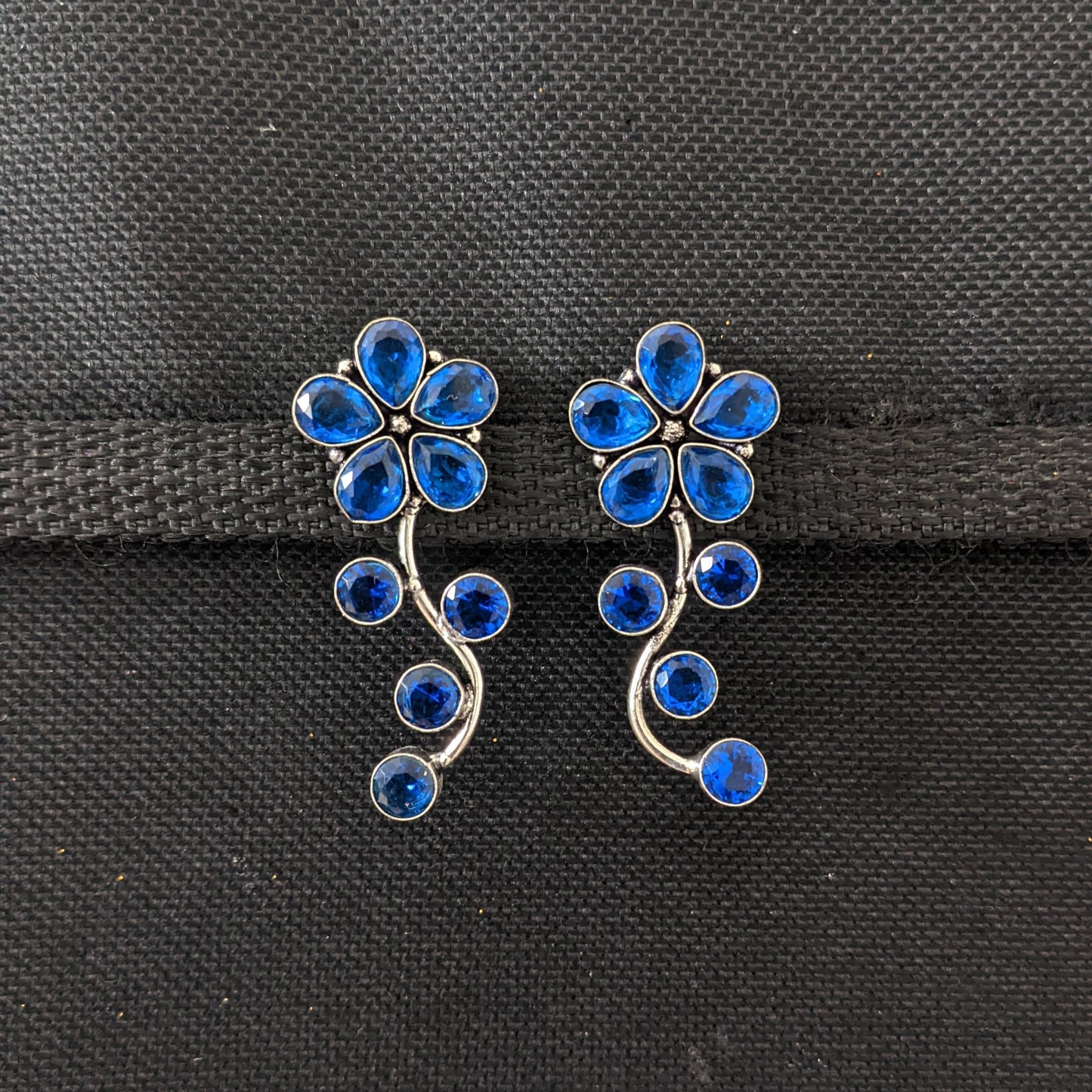 CZ stone embedded silver plated earrings