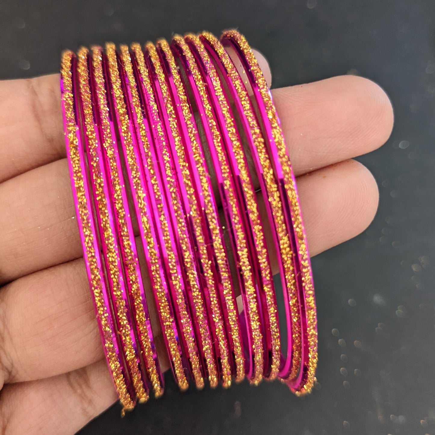 Design 1 / Big size bangles  / Colorful Thin Metal Bangles - 1 dozen - 2x10 2x12