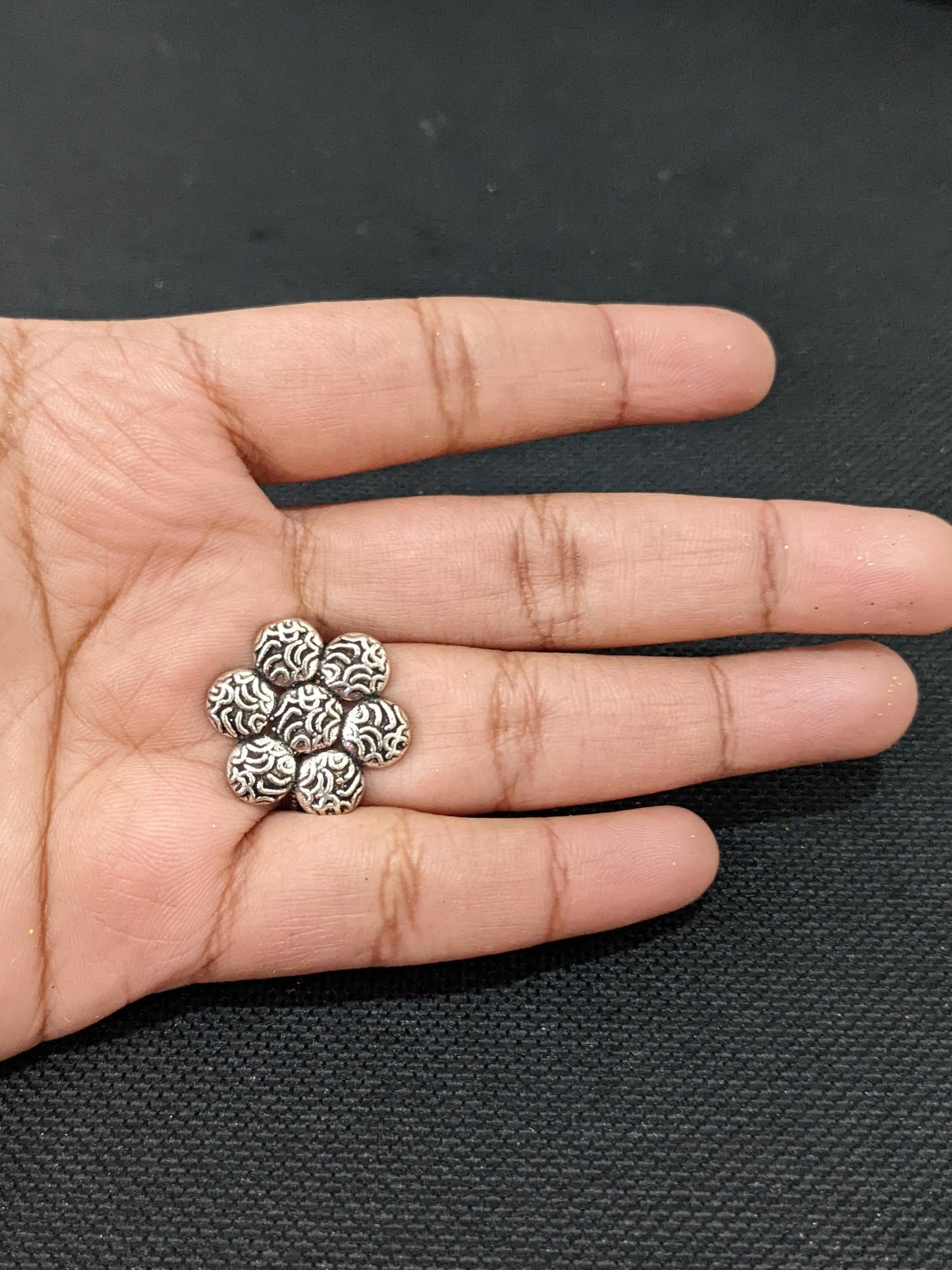 Oxidized Silver Flower design Adjustable Finger ring - Simpliful
