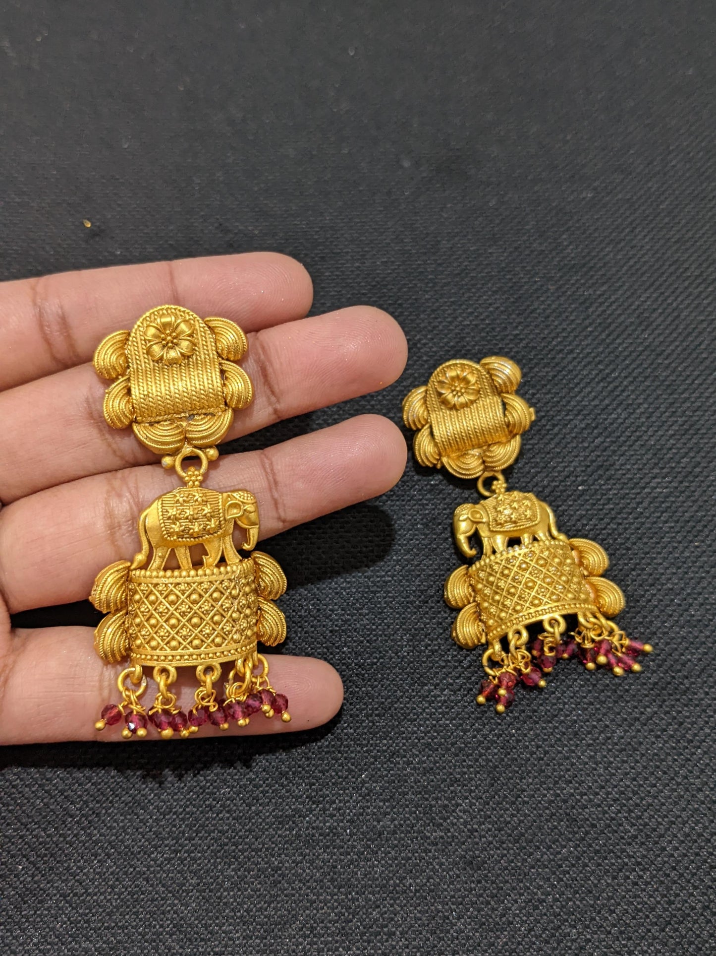 Elephant design Rajwadi polish Broad Choker Necklace and Earrings set