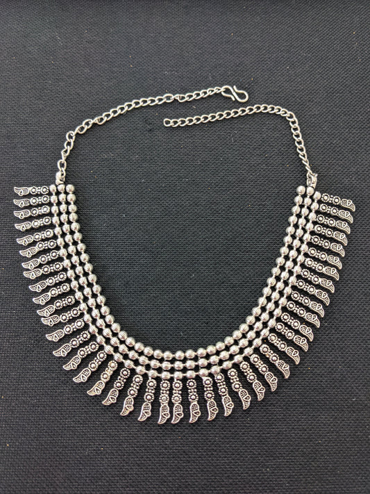 Broad Spike design oxidized silver choker necklace - 6 different designs