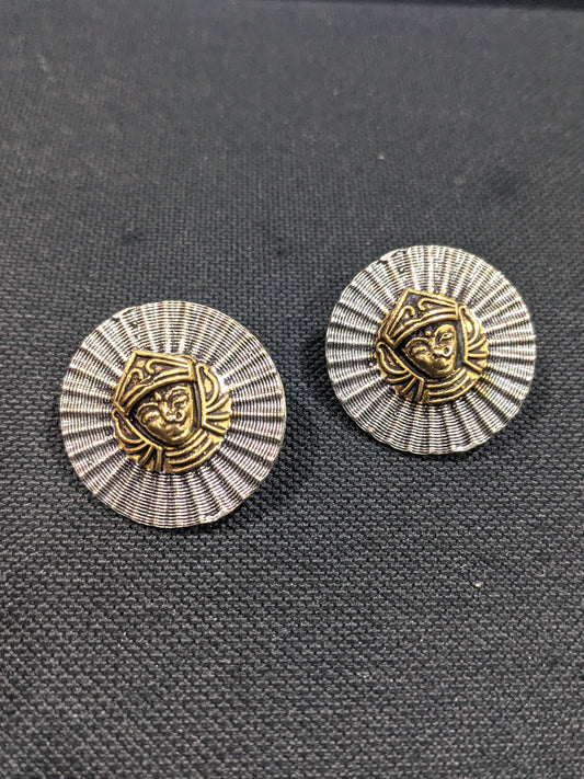 Goddess Durga 2 tone Oxidized Large Stud Earrings