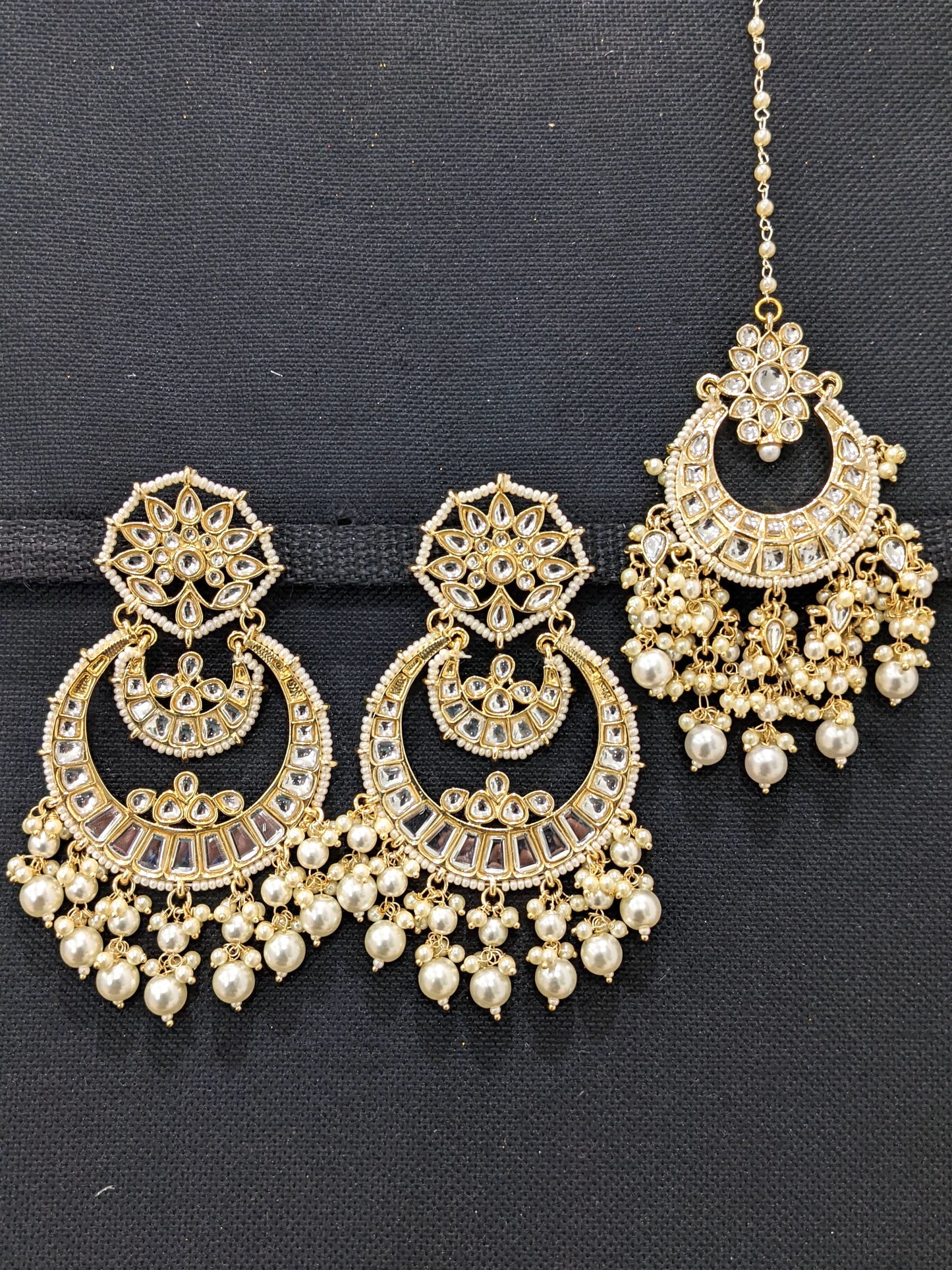 Kundan Maang Tikka and Stud Earrings Combo - Design 6